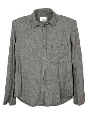 Aritzia Wilfred Free Womens XS Houndstooth Button Up Top Grey Business Work